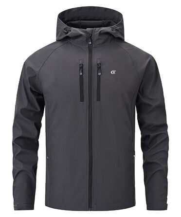 Чоловіча куртка Softshell Huayuzh водонепроникна та вітрозахисна, дихаюча outdoor куртка-вітровка для походів та кемпінгу, сіра, розмір XL