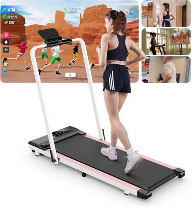 Lacuffy Біговий тренажер для дому, складаний, Walking Pad з нахилом 6%, велика площа для бігу 112 * 42 см, вантажопідйомність 158 кг, для високих людей