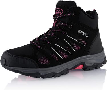 Черевики для піших прогулянок Softshell для жінок та чоловіків, зимові, утеплені, чорно-рожеві (36 EU)