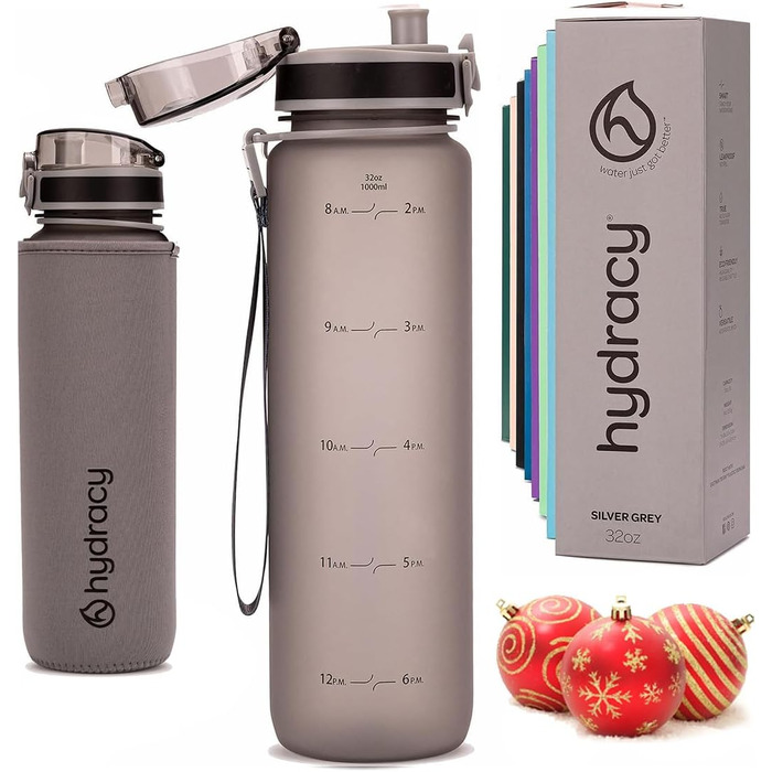 Пляшка для води Hydracy з фруктовим вставкою, 1 л, BPA-free, з часовою розміткою, герметична спортивна пляшка без конденсату для спорту та активного відпочинку
