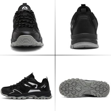 Чоловічі трекінгові черевики для хайкінгу та кемпінгу, легкі, чорно-срібні (39 EU)