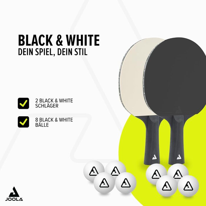 Набір пінг-понгу JOOLA Colorato, Colorato Duo та Black&White - ідеальний для сім'ї, початківців та професіоналів BLACK&WHITE Single