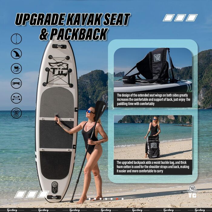 Надувний SUP-борд TIGERXBANG Defender-Pro, 320 см, чорний