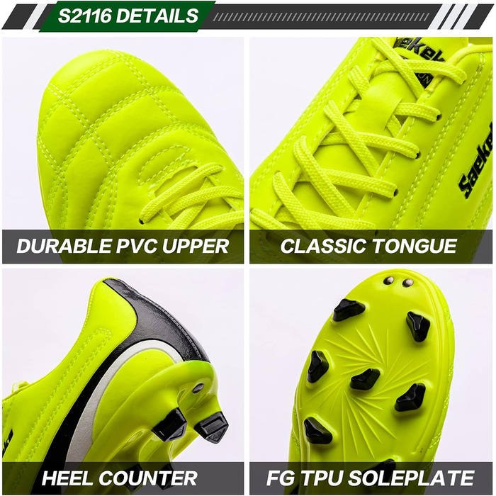 Дитячі футбольні бутси FG для хлопчиків та дівчаток, розмір 31 EU, S2116, лимонно-жовтий колір