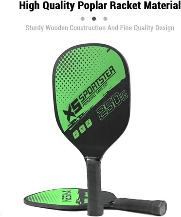 Набір для піклболу Lixada: 2 ракетки та 4 м'ячі (зелений)