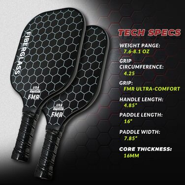 Набір для піклболу FMR: 2 ракетки з фібергласу, 4 м'ячики, сумка (USAPA)