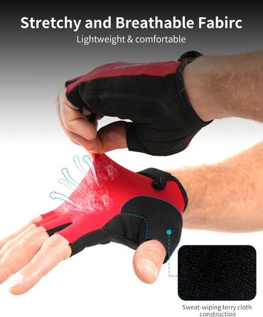 Велосипедні рукавички напівпальці для чоловіків та жінок, літні короткі велорукавички з підкладкою, дихаючі рукавички для велоспорту для гірського велосипеда та шосе, чорні, розмір L