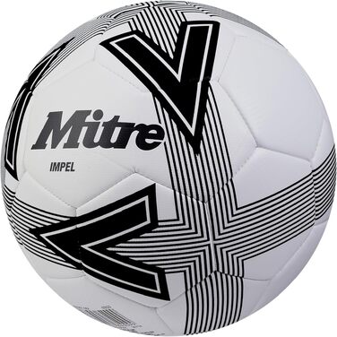 Футбольний м'яч Mitre Impel L30P біло-чорний, зносостійкий та стійкий до деформації