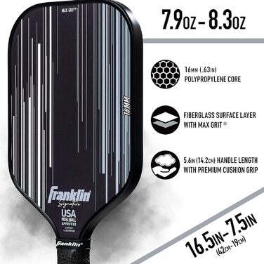 Професійна ракетка для піклболу Franklin Sports Signature Series з MaxGrit, турнірна, сертифікована USAPA