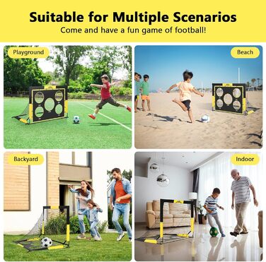Ворота для футболу MoKo для саду, 150x120 см, сітка з мішенню, портативне обладнання для тренувань дітей, чорно-жовтий, 4*3 фути