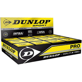 М'яч для сквошу Dunlop Sports Pro XX, подвійна жовта точка, чорний, 12 шт.