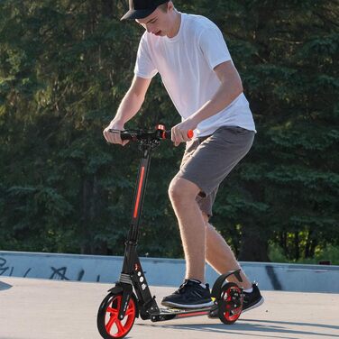 Скутер DREAMADE з алюмінію з колесами 200 мм PU, міський ролер з подвійною підвіскою та ременем, складаний та регульований за висотою для дорослих, підлітків та дітей від 8 років, чорний