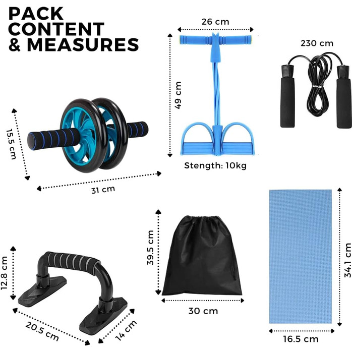 Ролик для пресу з EVA-ручками та килимком для колін, тренування всього тіла, вантажопідйомність до 220 кг