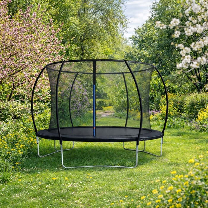 Садовий батут ATLAS SPORT 244 см (8 футів) із захисною сіткою 180 см та драбиною, круглий
