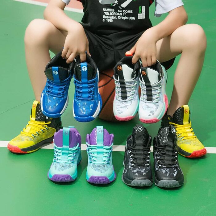 Дитячі баскетбольні кросівки Kinder: високий верх, амортизація, легкі, антиковзаючі, дихаючі, для активного відпочинку, унісекс, 36 EU, чорно-сині