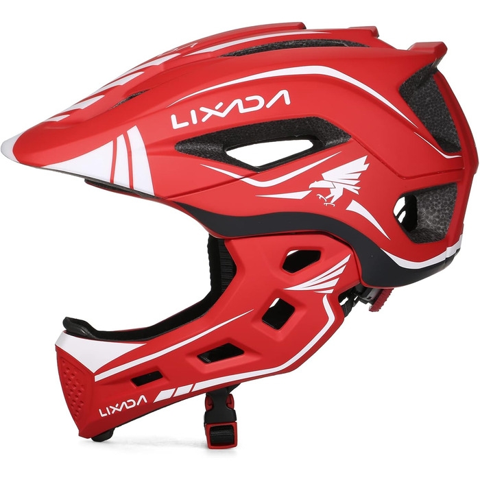Дитячий велосипедний шолом Lixada Fullface знімний, універсальний, інтегрований 2-в-1, регульований розмір 52-58 см, знімний підборідник, для велосипеда та скейтборду