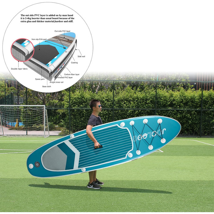 Надувний SUP Board JOOLOOG Stand Up Paddle Board (сапборд) для дорослих та підлітків, 300 кг, 10'2/10'5, 320 x 81 x 15 см (з сидінням 315 x 80 x 15 см)