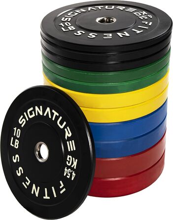 Олімпійські диски Signature Fitness зі сталевою втулкою, 5,1 см, набір 117,9 кг, кольорові