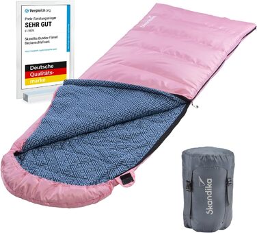 Спальний мішок Skandika Dundee Flanell: бавовна, преміум-якість, з'єднується, двомісний, 3 сезони, до -20°C, 220 x 80/160 см, для кемпінгу