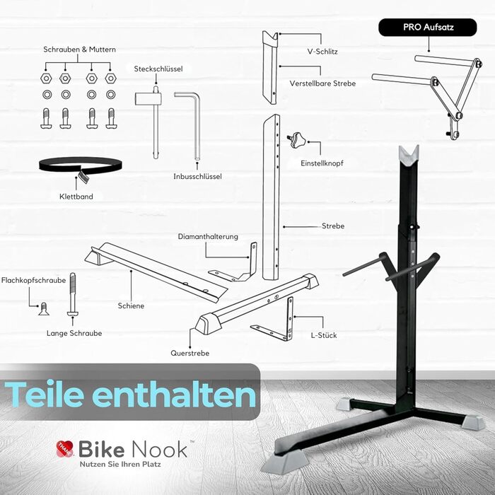 Підставка для велосипеда Bike Nook Pro: вертикальна, для гаража та дому, з корзиною, 1 шт.