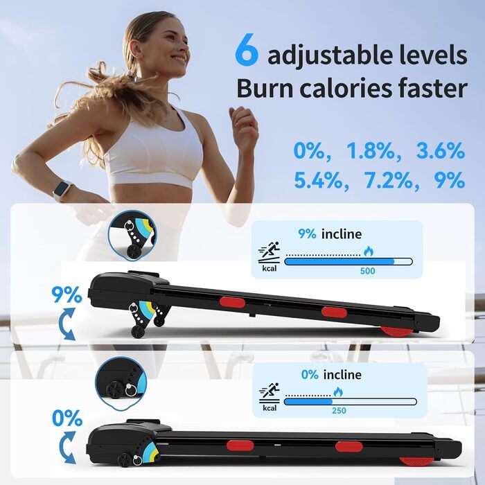 Біговий тренажер Revfit для дому та офісу – Walking Pad 2-в-1, тихий, 1–6 км/год, LED-дисплей з 3 екранами, керування через додаток та пульт, компактний дизайн