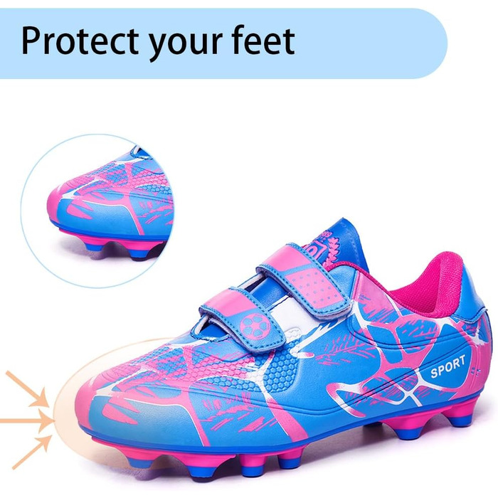 Дитячі футбольні бутси для хлопчиків та дівчаток, Outdoor, тренувальні, для штучного газону, шипові, Unisex, 28-37EU (37 EU, Рожевий)