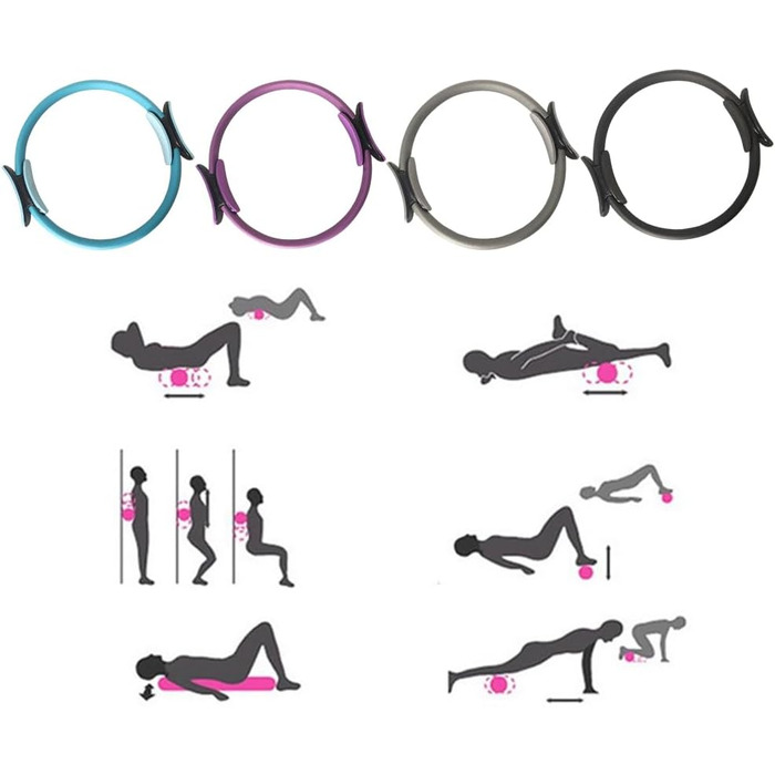 Кільце для йоги та фітнесу, PP, чорне: для жінок та дівчат, легке, портативне, для всього тіла, Пілатес