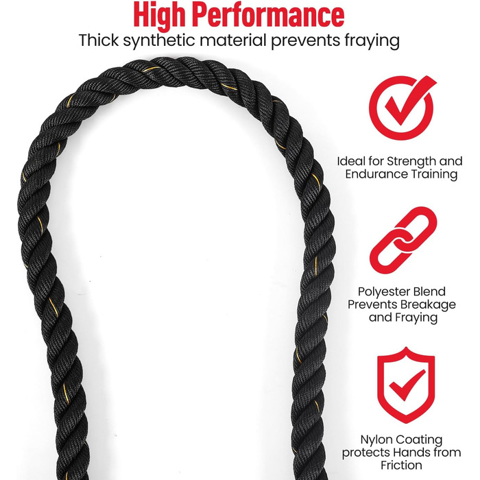 Битва-канат Ultrasport Battle Rope: 9м для силової витривалості та м'язового розвитку, канат для функціональних тренувань
