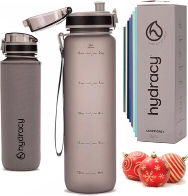 Пляшка для води Hydracy з фруктовим вставкою, 1 л, BPA-free, з часовою розміткою, герметична спортивна пляшка без конденсату для спорту та активного відпочинку