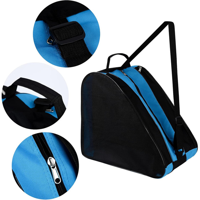 Сумка для роликових ковзанів, унісекс, з регульованим плечовим ременем, блакитна. Підходить для жінок, чоловіків, дітей.