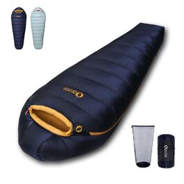 Спальник зимовий Daunenschlafsack з графеновим покриттям, -24°C, 1500г пуху, темно-синій - для кемпінгу, туризму та трекінгу