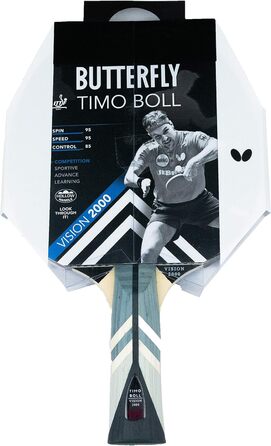 Настільний тенісний ракетка Butterfly Timo Boll Vision 2000, ITTF, для професіоналів, обгумування Wakaba, ручка Single