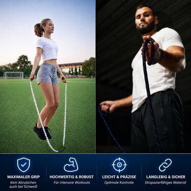 Професійна стрибальна мотулка для фітнесу та боксу Springseil Fatburner, 3 метри, для HIIT, MMA та витривалості (набір 2 шт), чорно-біла