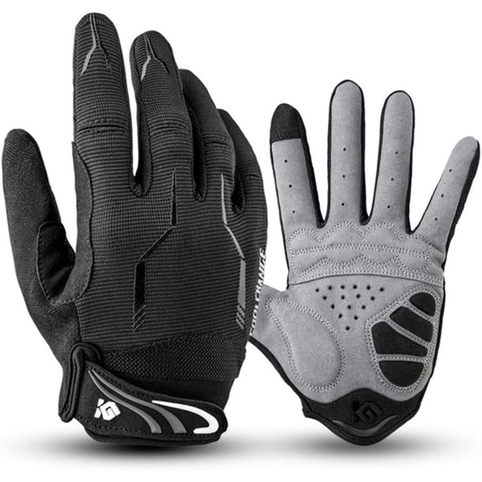 Велосипедні рукавички Vollfinger для чоловіків та жінок з сенсорним екраном, MTB, з гелевою підкладкою, чорні