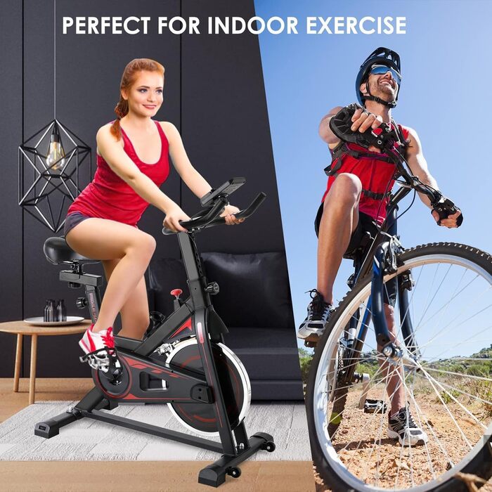 Велотренажер для дому Heimtrainer, 10 кг маховик, регульований опір, LCD-дисплей, вимірювач пульсу, тримач для пляшки та iPad, до 150 кг