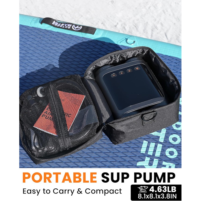 OutdoorMaster Vortex Pro: Електрична SUP-насос з акумулятором 57.7Wh, 12V/15.8V DC, Typ-C, 8 насадок для SUP та інших надувних виробів