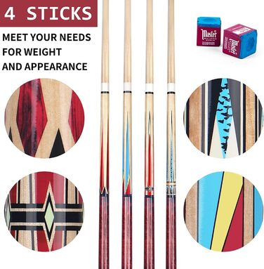 AKLOT Набір київ для більярду (2 шт.) з канадського клена, 58' - професійні кийки для більярду для дорослих