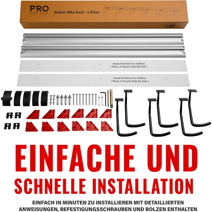 Настінна тримач для велосипедів PRO BIKE TOOL на 6 велосипедів - міцна конструкція, економія місця
