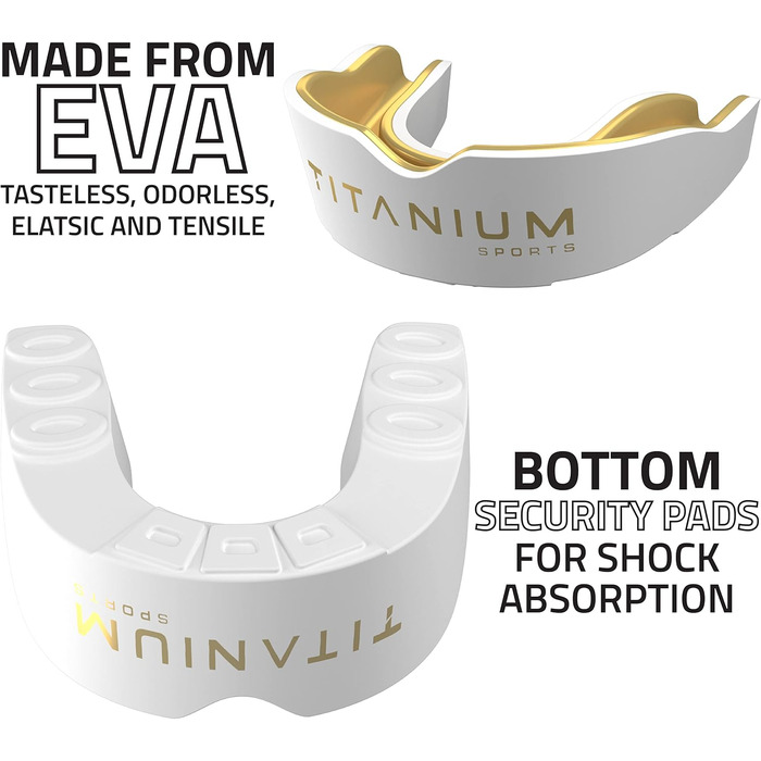 Захисний капу для спорту Titanium Sports Premium - Slim Fit з чохлом. Захист для боксу, MMA, джудо, карате, регбі, хокею, футболу. Підходить для дітей (<11) та дорослих (+12). Золотистий колір.
