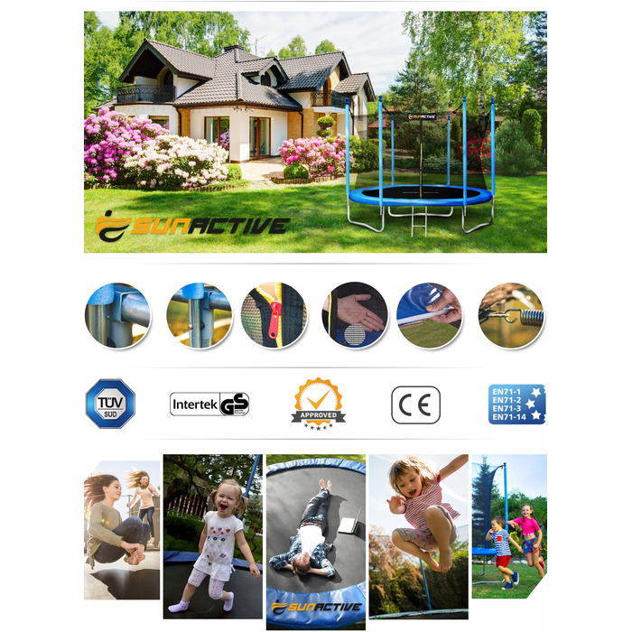 Батут із сіткою SunActive 252 см FT 8 (244-252 см)