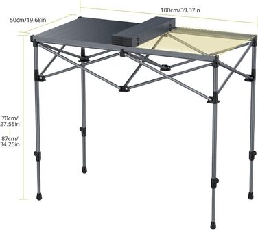 Складний алюмінієвий стіл для кемпінгу Anbte, 122x60x74 см, до 120 кг, для 6-8 осіб, з сумкою для перенесення (Чорний)