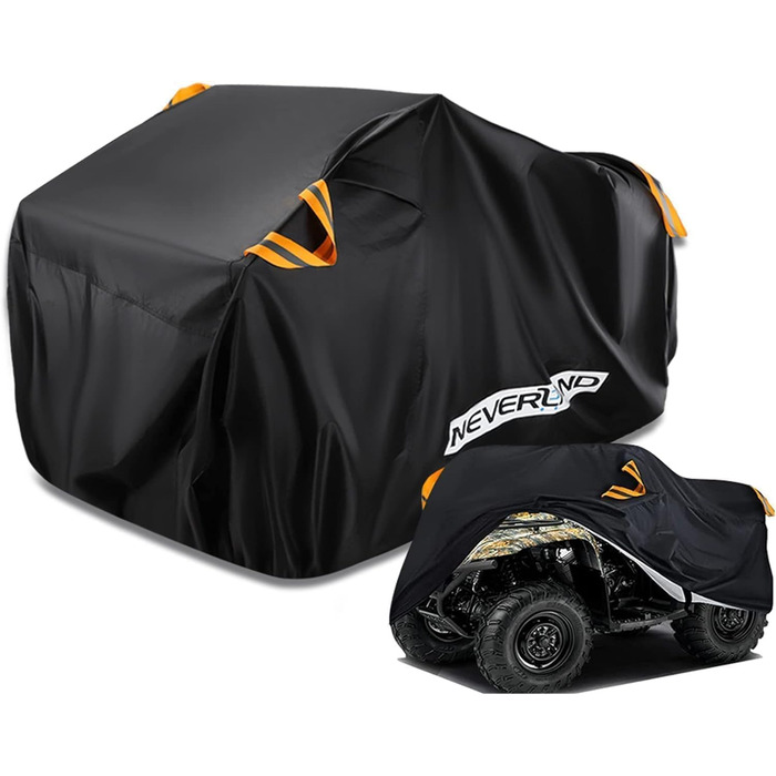 Покривало для квадроцикла NEVERLAND Quad, оранжеве фосфоресцентне, XL, 210x120x115 см, 210D Oxford, чорне