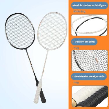 Набір для бадмінтону 4U з двома ракетками 80г, включає сумку, для тренувань та розваг