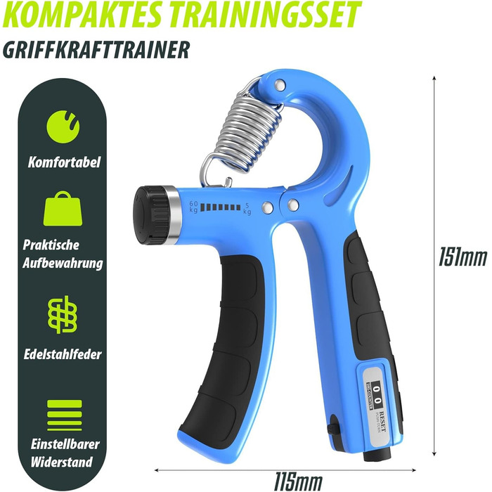 Набір для тренування зап'ястя 2 шт. (5-60 кг), тренажер для рук, для спортсменів та відновлення, FC0101 (Блакитний)