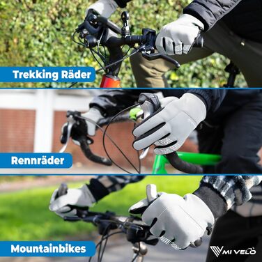 Велосипедні рукавички MIVELO для чоловіків та жінок - водонепроникні з Ergo-Pad, сумісні з сенсорними екранами, зимові та перехідні рукавички, світловідбиваючі, розмір XL
