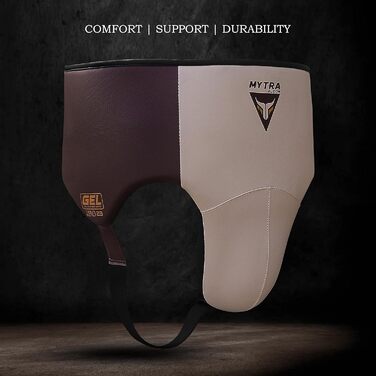 Чоловічий захист паху та живота Mytra Fusion для MMA, Муай Тай, кікбоксингу, єдиноборств, тренувань і спарингів, коричнево-бежевий, розмір L-XL