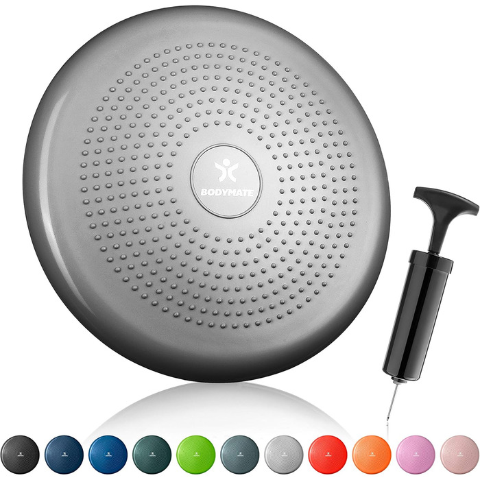 Крісло-подушка BODYMATE для балансу та тренувань, 34 см, срільно-сірий колір