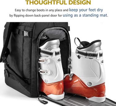 Рюкзак для гірськолижного спорядження Unigear 50/70L з кишенею для шолома, чорний, 50/70 літрів