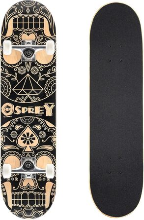 Скейтборд Osprey Absolute Anfänger Double Kick, клен, 78,7×20,3 см, Candy Skull, для початківців