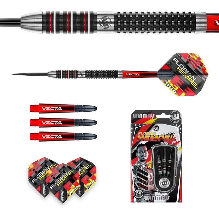 Дротики Winmau Steel Flo Hempel 25 г, сталь, 90% вольфрам, чорні